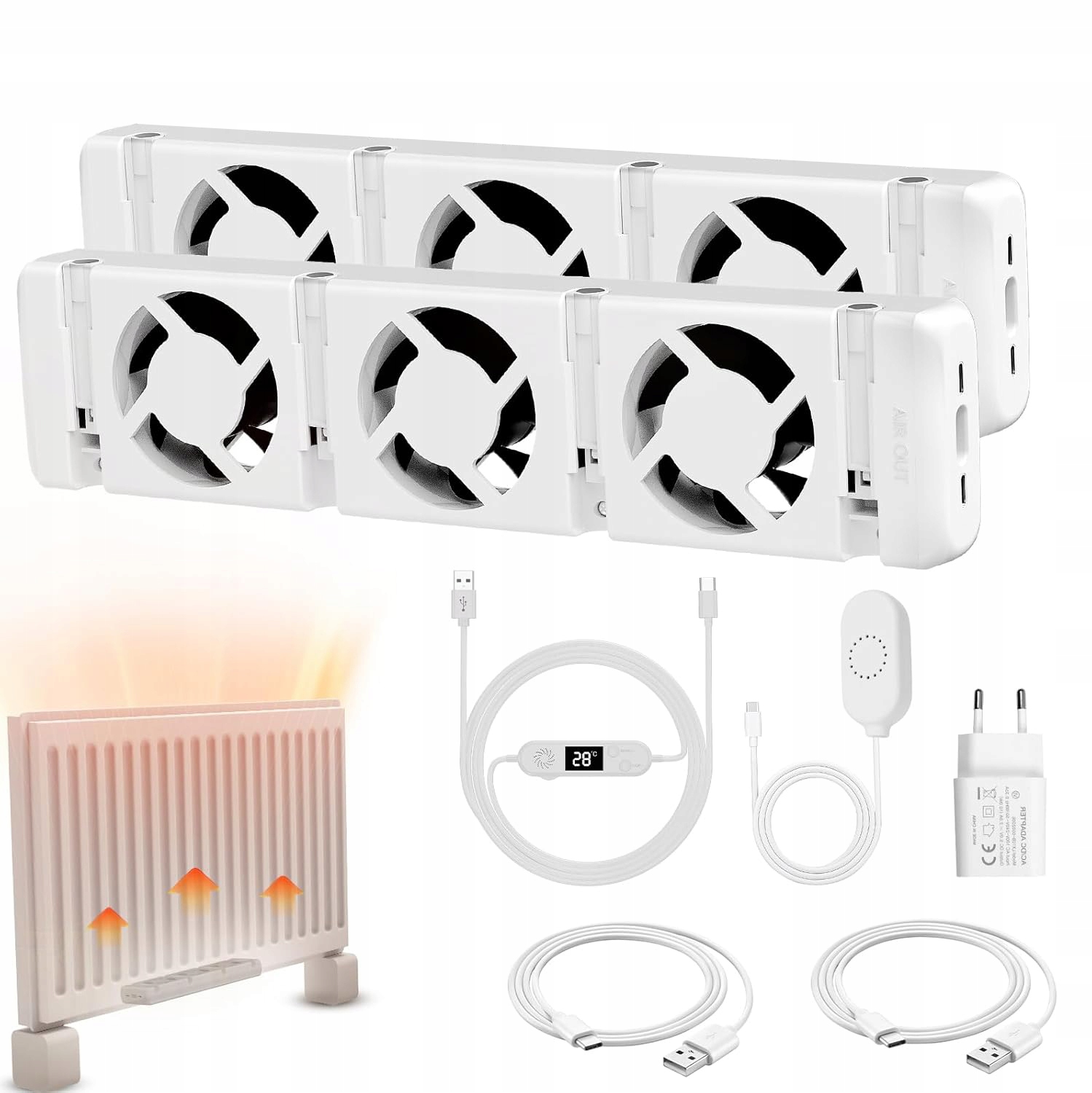 Vykurovací ventilátor do radiátora regulácia rýchlosti tichý 2 ks