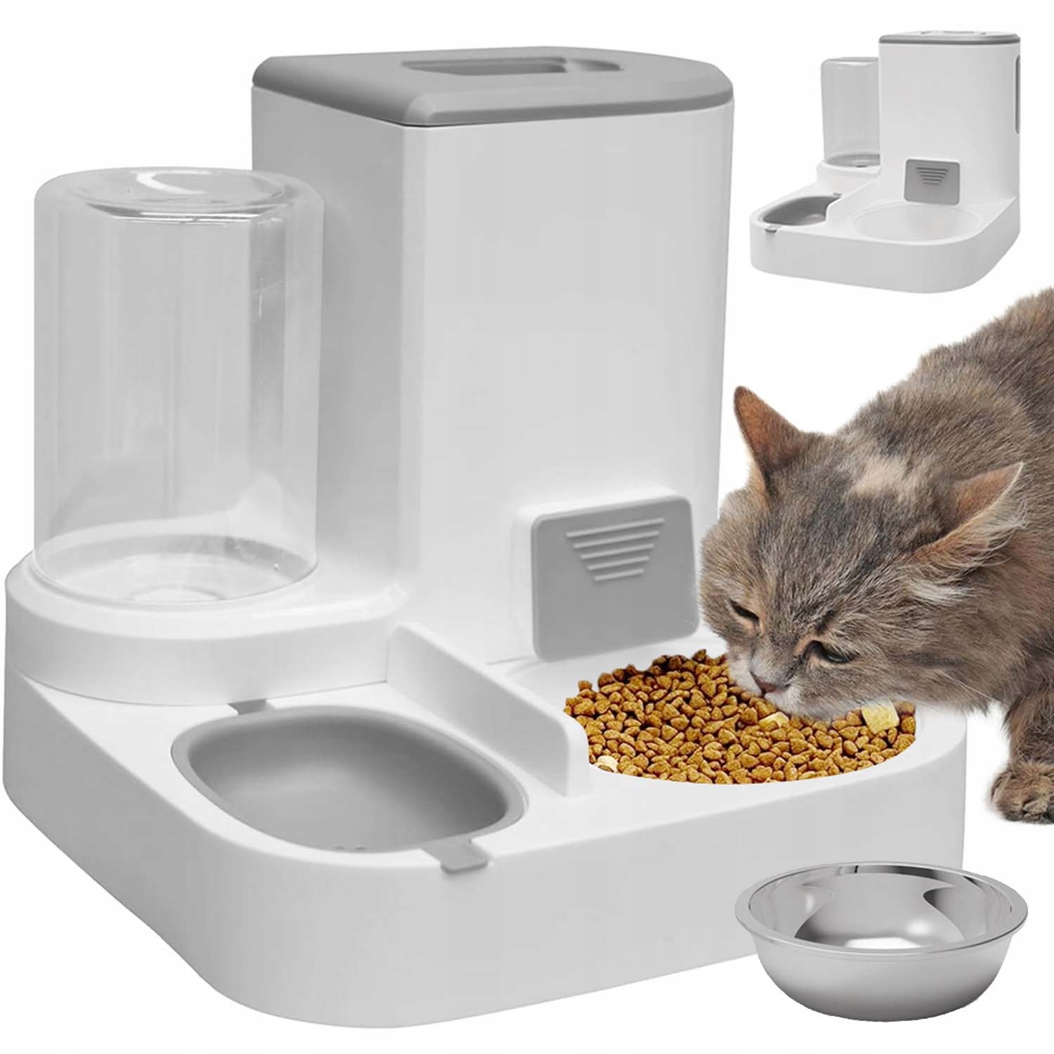 Levně Podavač Miska 2V1 Automatický Dávkovač Suchého Krmiva 1L 2.2L Pro Psa Kočku