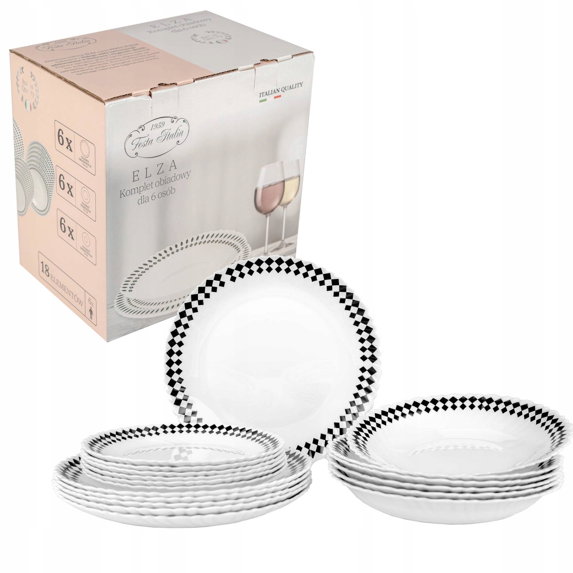 Sada Talířů Jídelní Servis 18 Ks Pro 6 Osob Elza Vzor