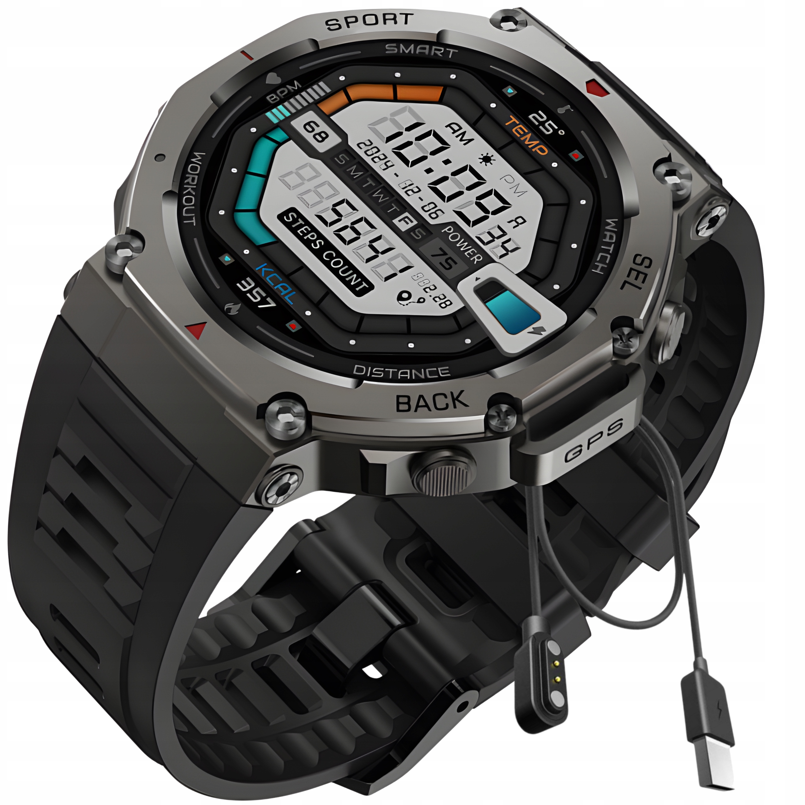 Smartwatch Męski Zegarek Gps Wodoodporny Sport Amoled Menu Pl Czarny Smart