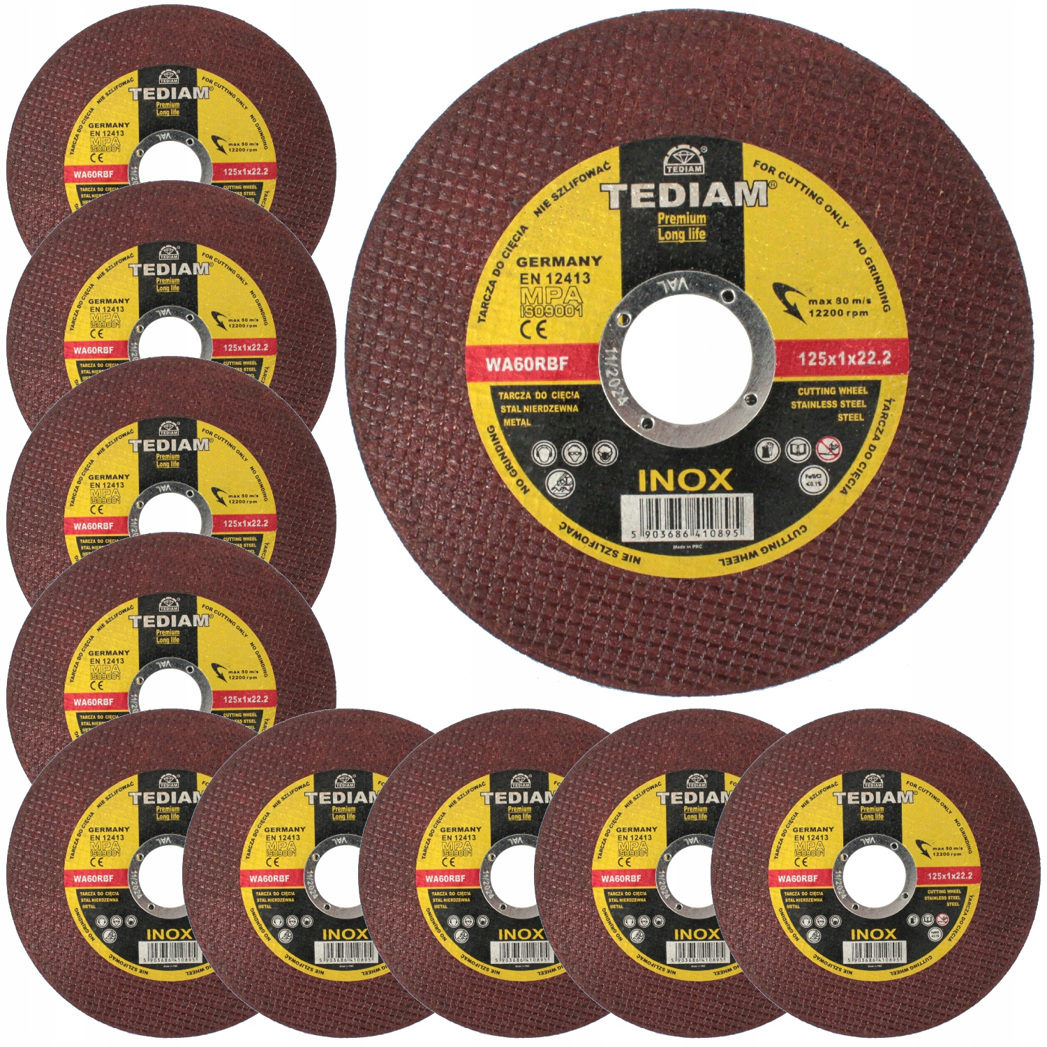 

10 szt Tarcza Tarcze Do Cięcia Metalu 125x1 Mocne