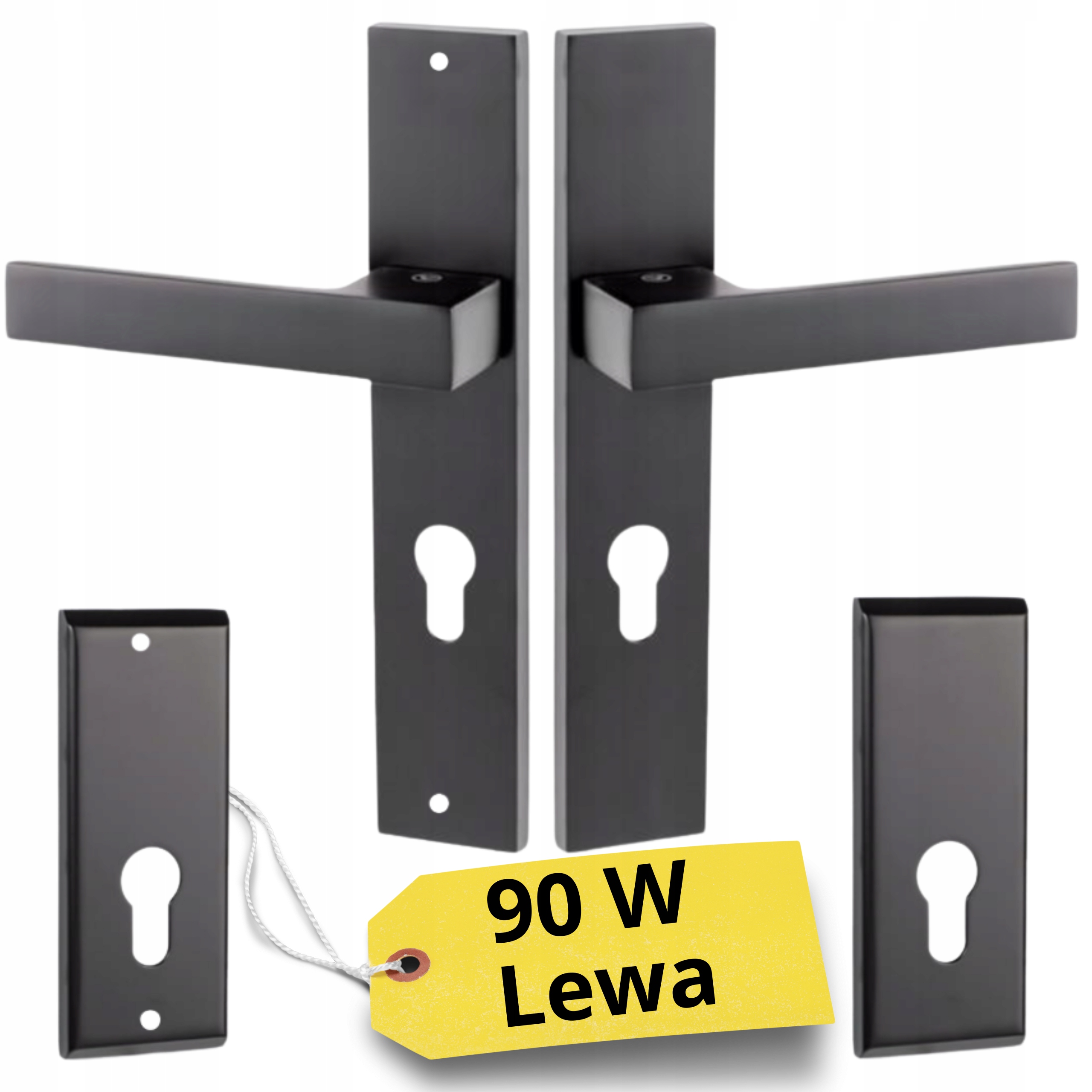 Klika Pro Vnější Dveře Černá Mat 90W Levá S Horním Štítem Komplet