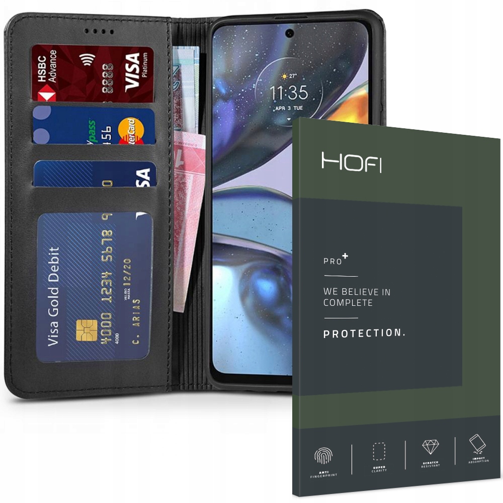 

2-PAK Etui Portfel Do Moto G22 E32 E32S Szkło