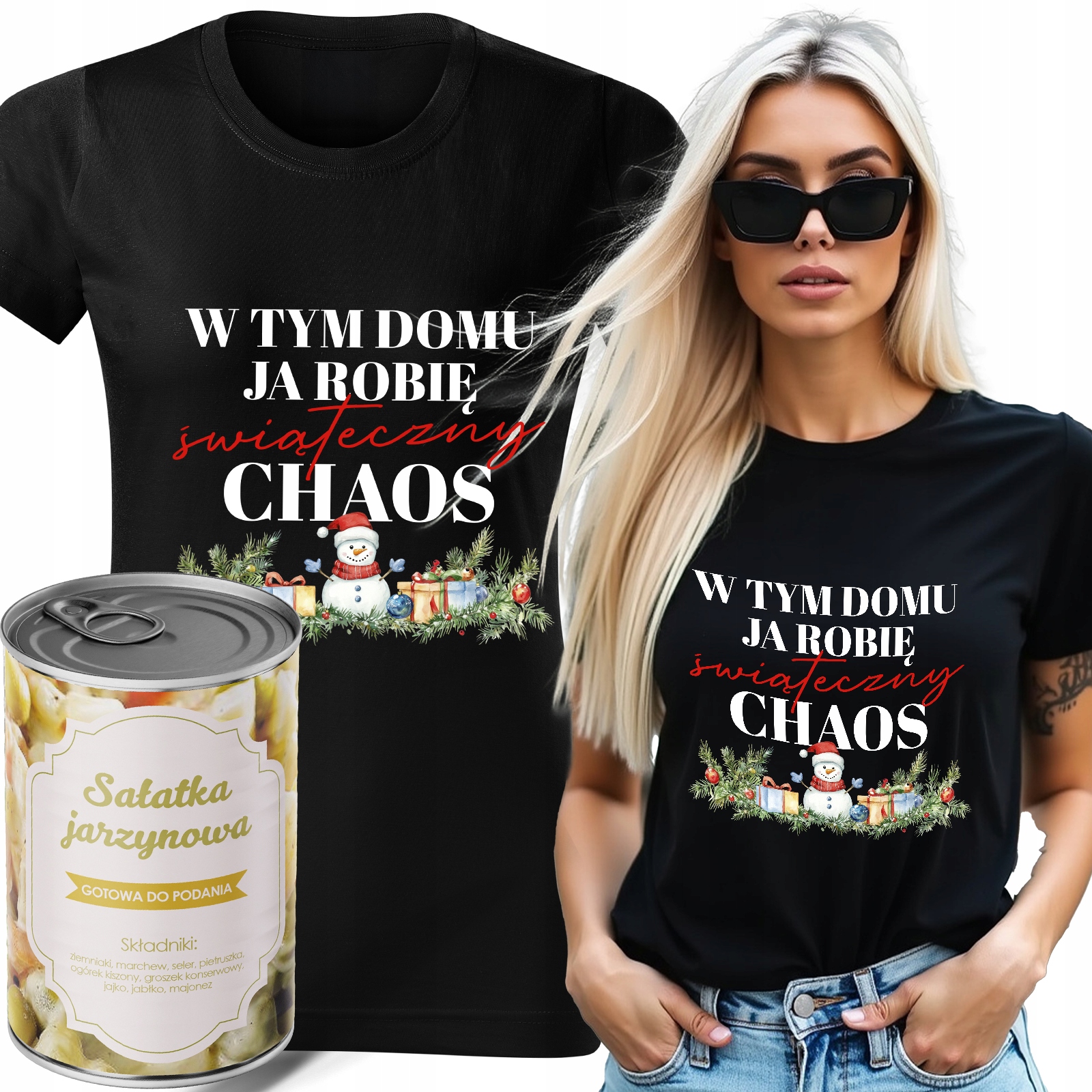 Tričko V Plechovce Zeleninové Černé Dámské Dárek Vánoční Svátky Chaos L