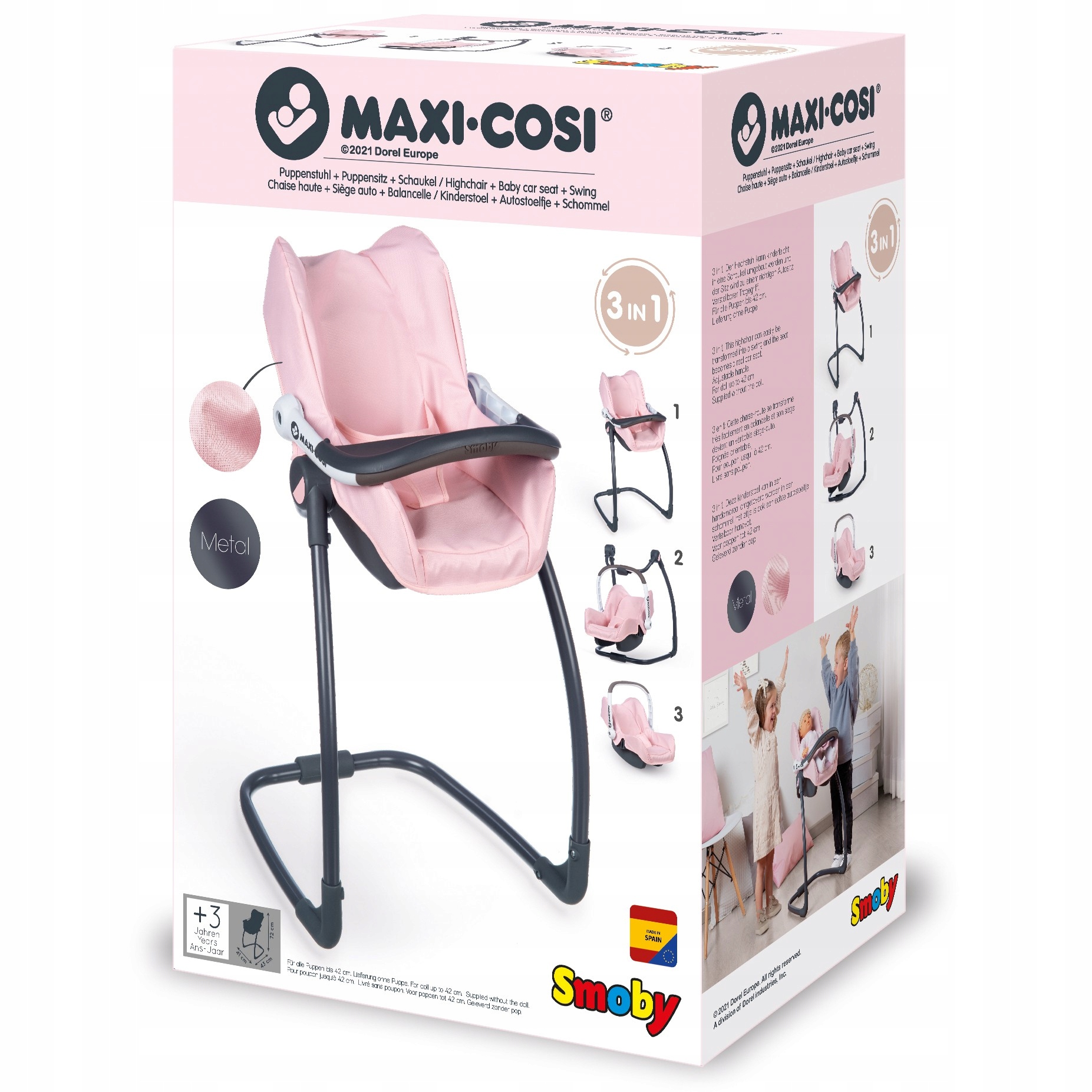 

Smoby Maxi Cosi 3w1 Nosidełko Krzesełko Huśtawka