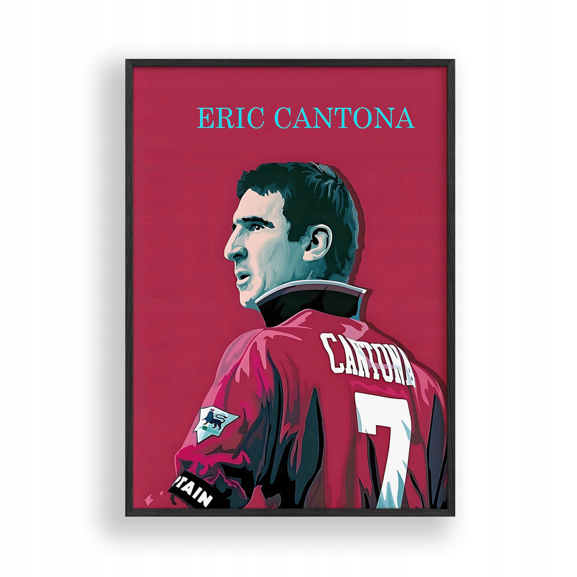 Obraz Eric Cantona Manchester United Plakát Rámeček Dřevěný Černý 30x42 cm