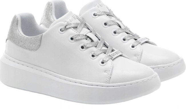 Guess Bílé Sportovní Tenisky Se Stříbrnými Městskými Detaily 37 Gpa