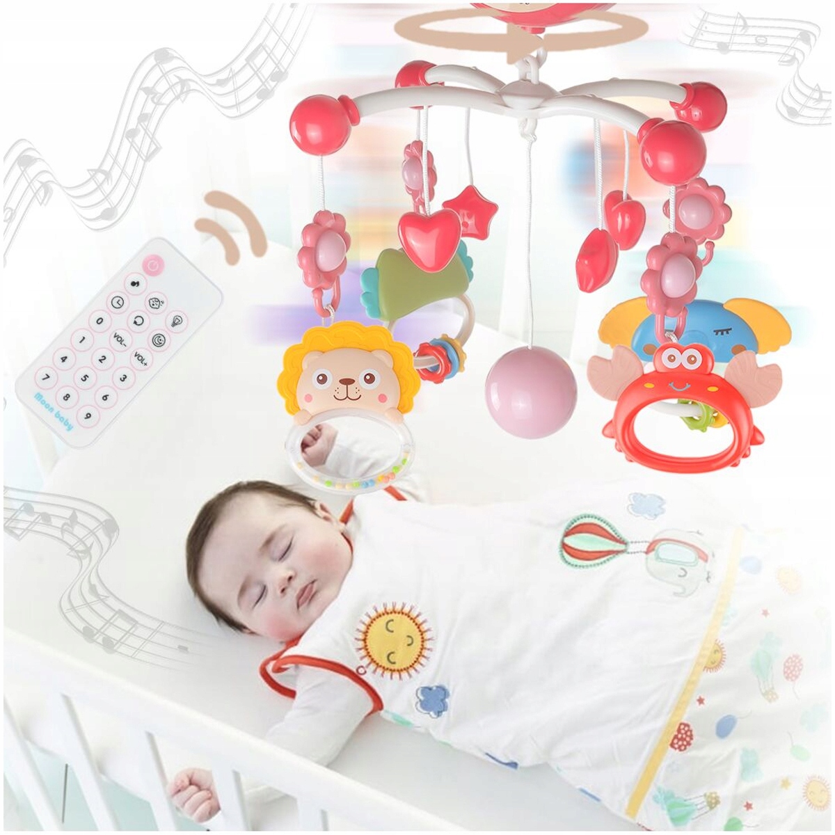 KARUZELKA DO ŁÓŻECZKA POZYTYWKA PROJEKTOR LED Regulacja głośności + PILOT Marka Stator