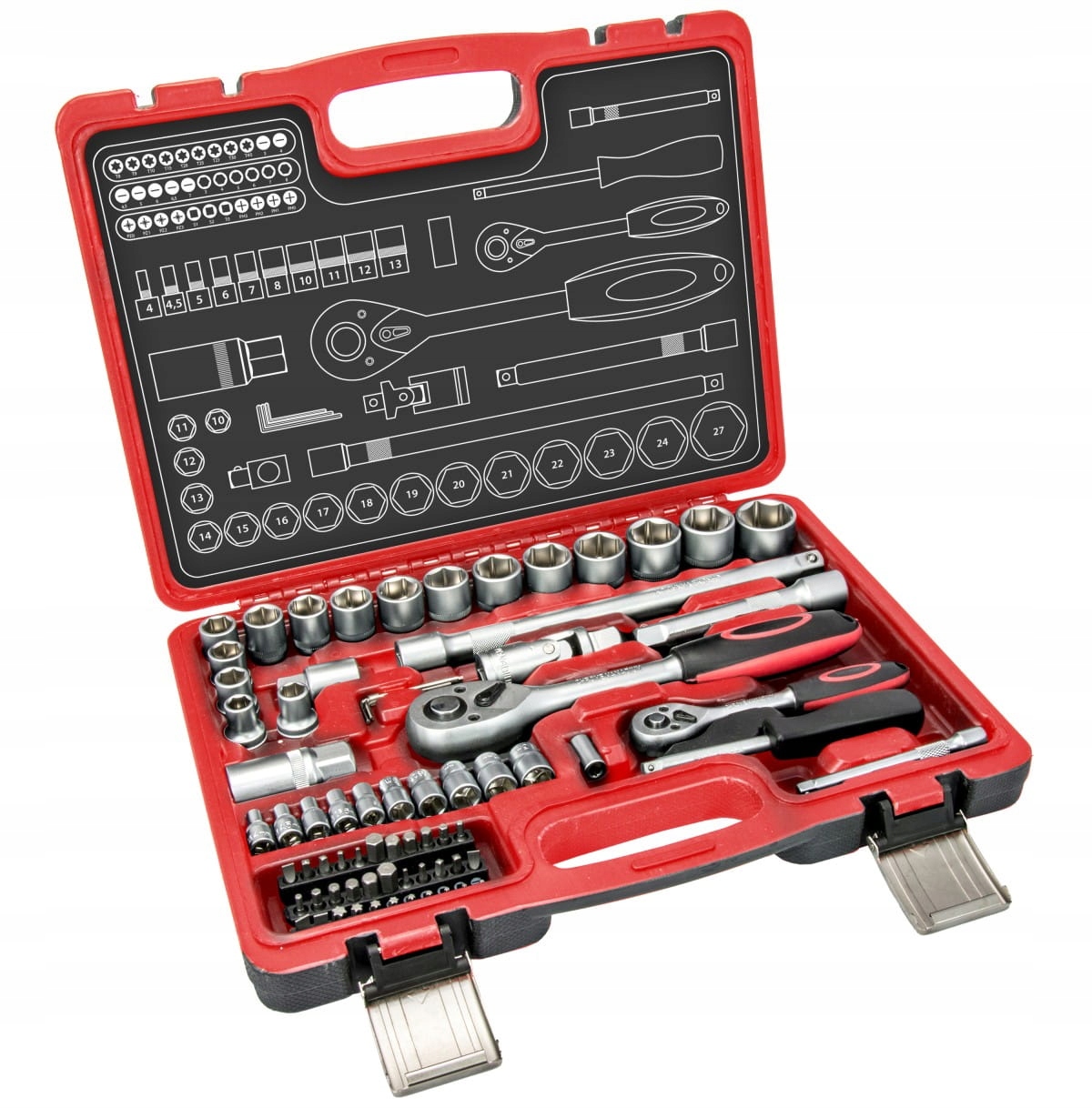 Nástrčné Kľúče 72KS 16x1/2", 10x1/4" Hillenmohr