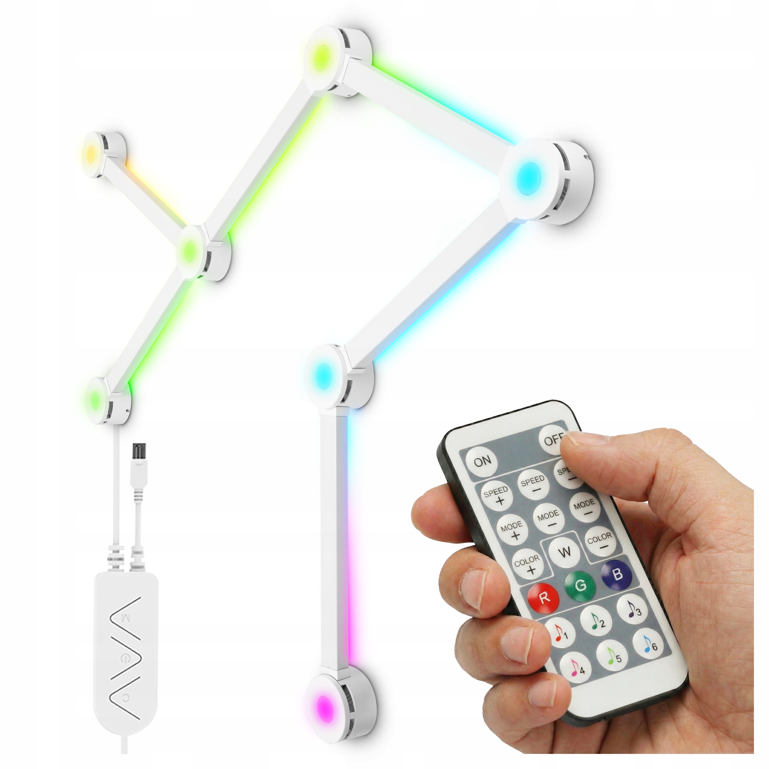 Kinkiet Lampa Ścienna Led Rgb Modułowa Czujnik Dźwięku Pilot 10w1 Ambient