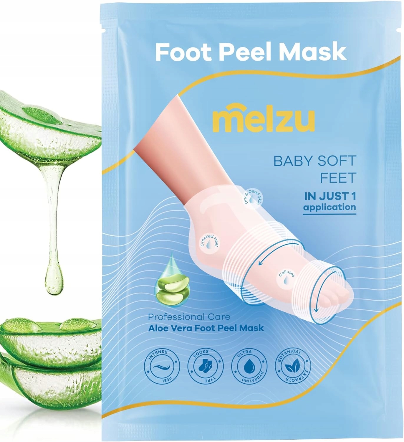 MELZU FOOT PEEL MASK PIELĘGNUJĄCA PEELING MASKA DO STÓP Z ALOESEM 1 PARA
