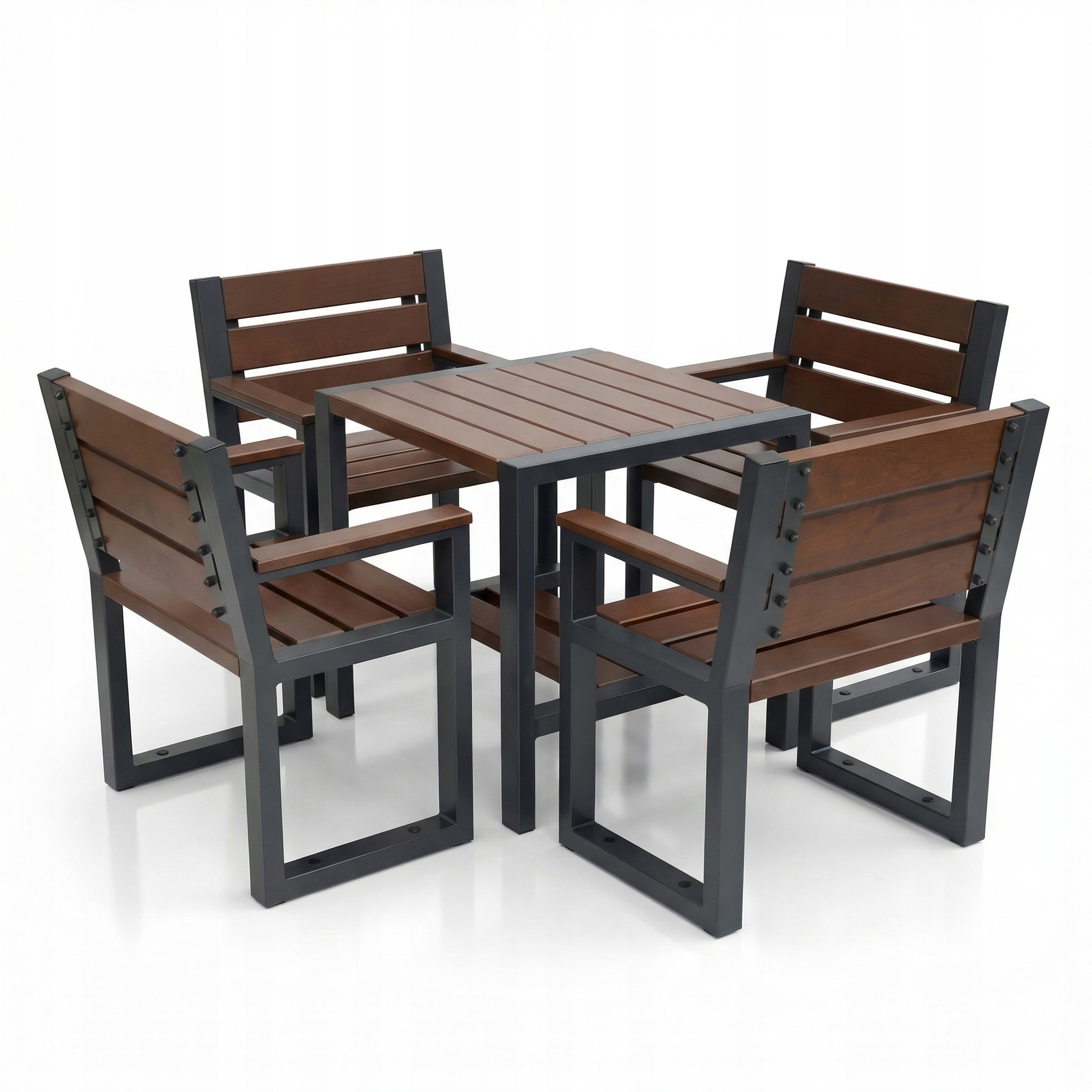 Sada dřevěného zahradního nábytku pro gastronomii, 4 židle a stůl