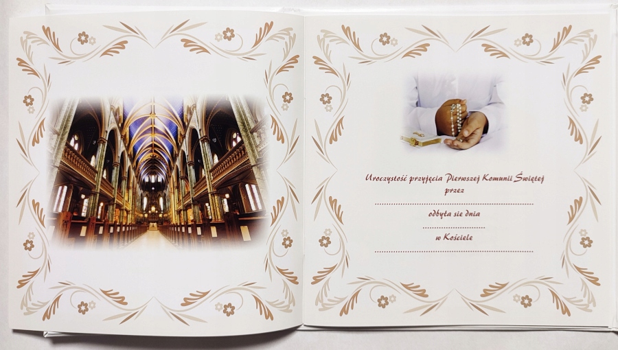 PAMIĄTKA PIERWSZEJ KOMUNII ŚWIĘTEJ kolor srebrny Okazje komunia