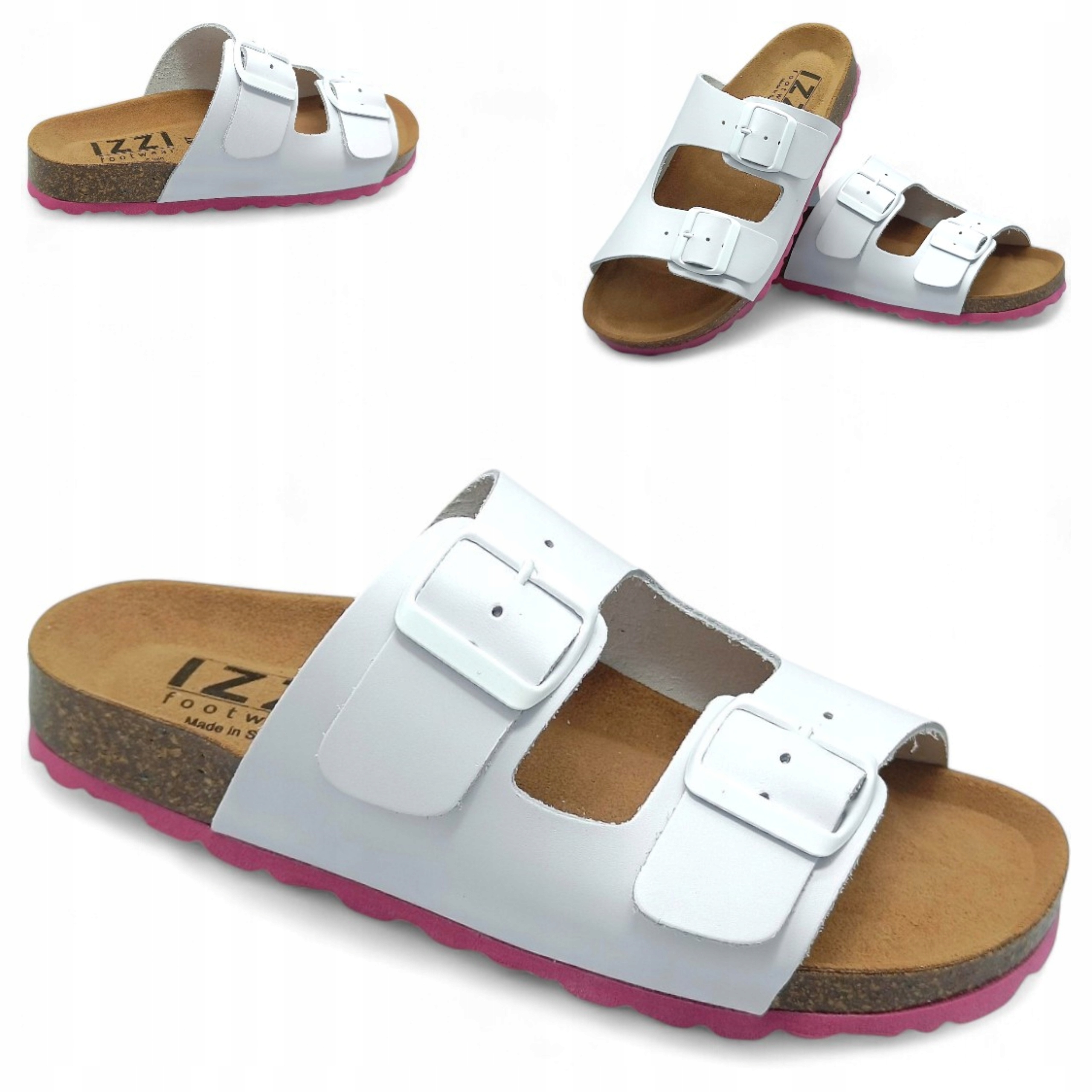 Dámské Nazouváky z kůže 40 Izzi Zdravotní Elegantní Bílé s přezkami Módní