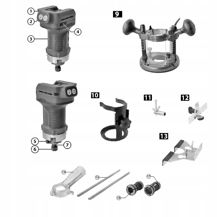 Frezarka Górnowrzecionowa Akumulatorowa 4 Przystawki 2 Ah VANDER VFR810 Marka Vander