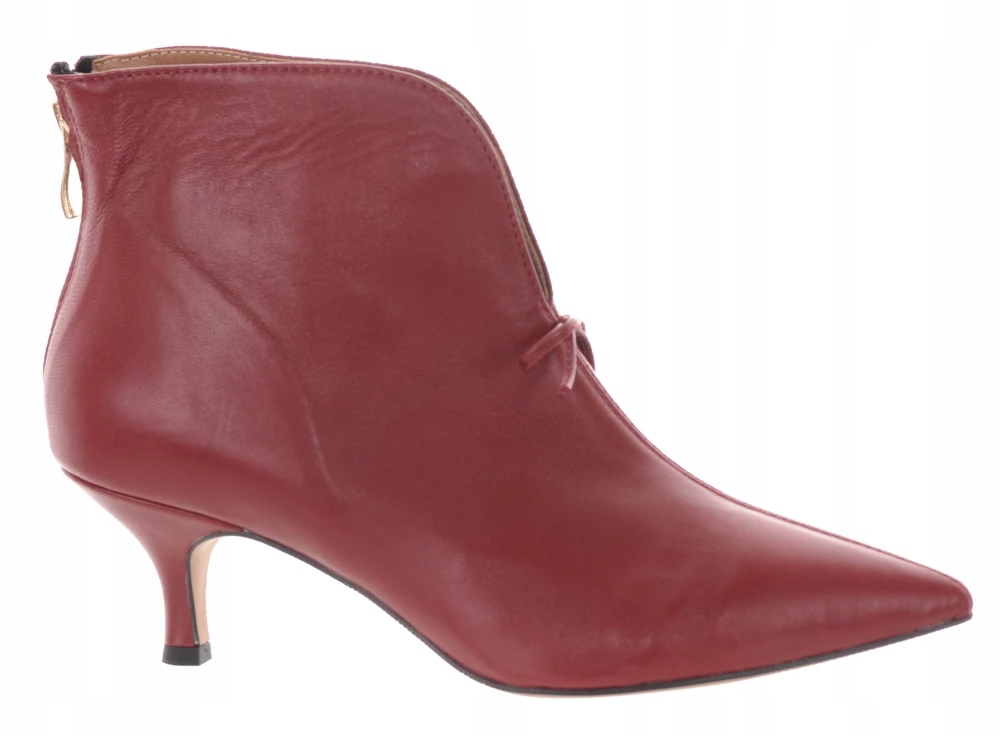 Dámské Kotníkové Boty Z Červené Kůže Na Podpatku Ulmani 37
