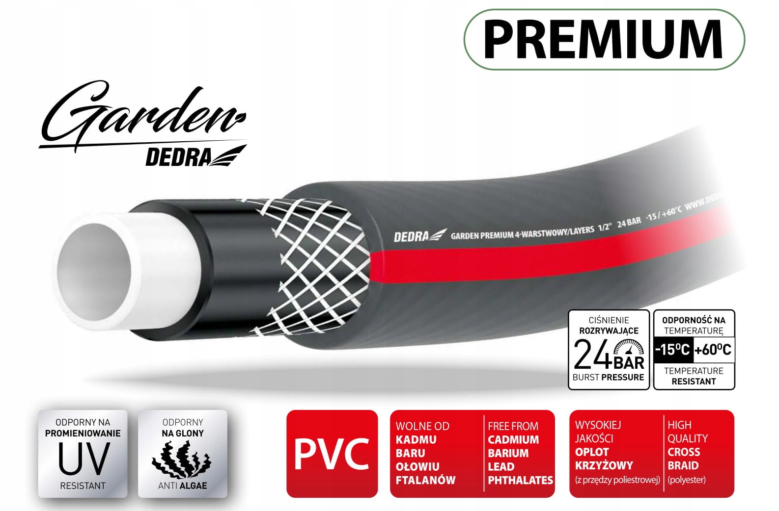 

Wąż ogrodowy Premium 1/2'x20m, 4 -warstwowy