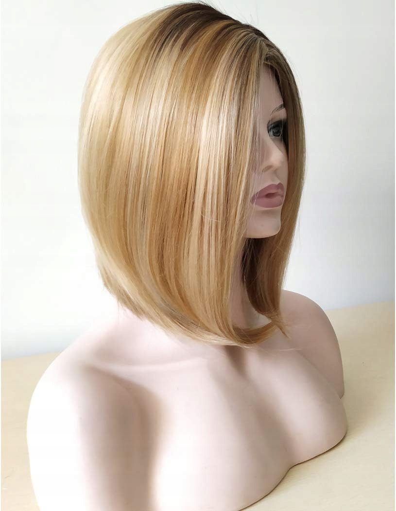 PERUKA WŁOSY BLOND PROSTE BOB NA SIATCE W93 Kolor włosów jasny blond