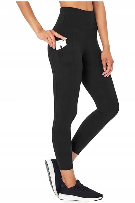 LEGGINSY DAMSKIE SPORTOWE GŁADKIE CZARNE HIGH WAIST S