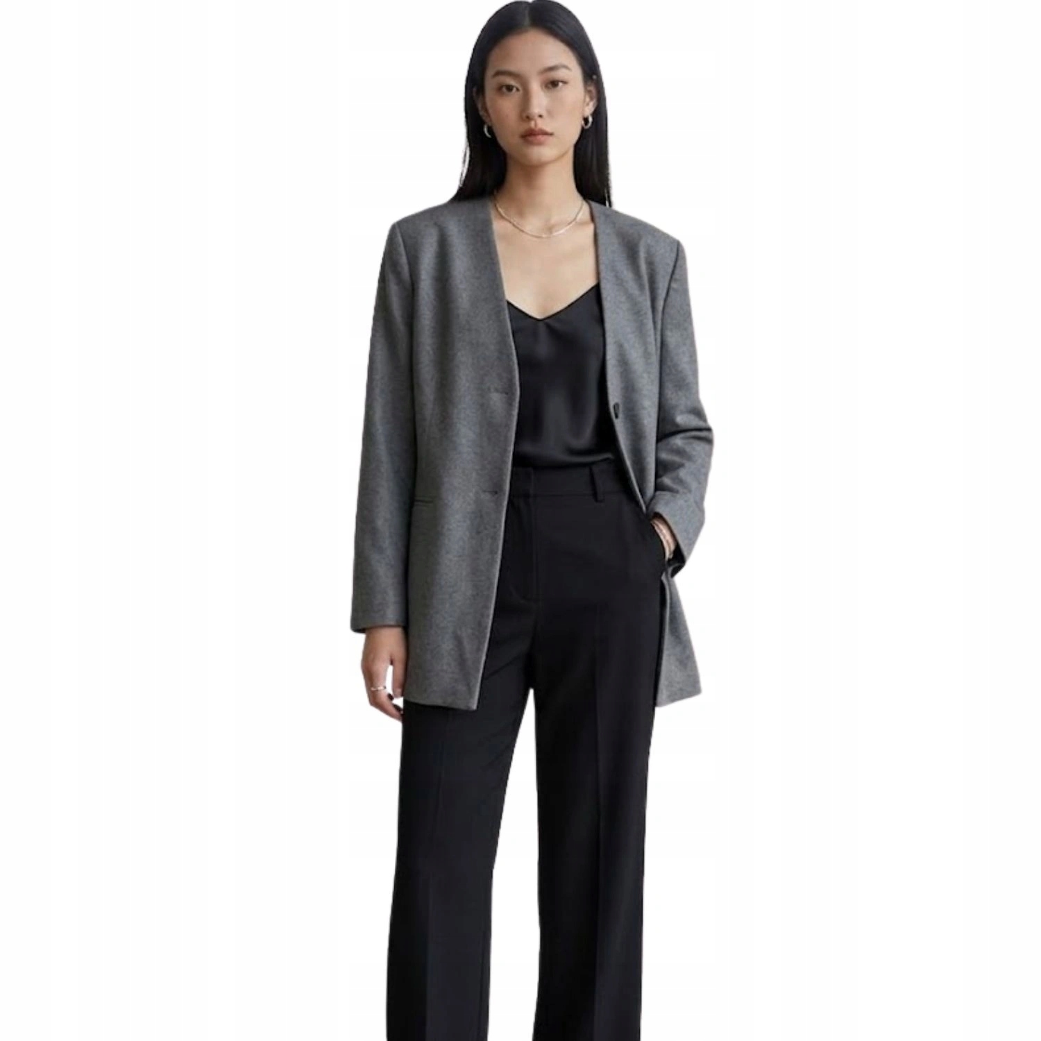 Sako Mango hladké, šedé, oversize casual, univerzální, velikost S