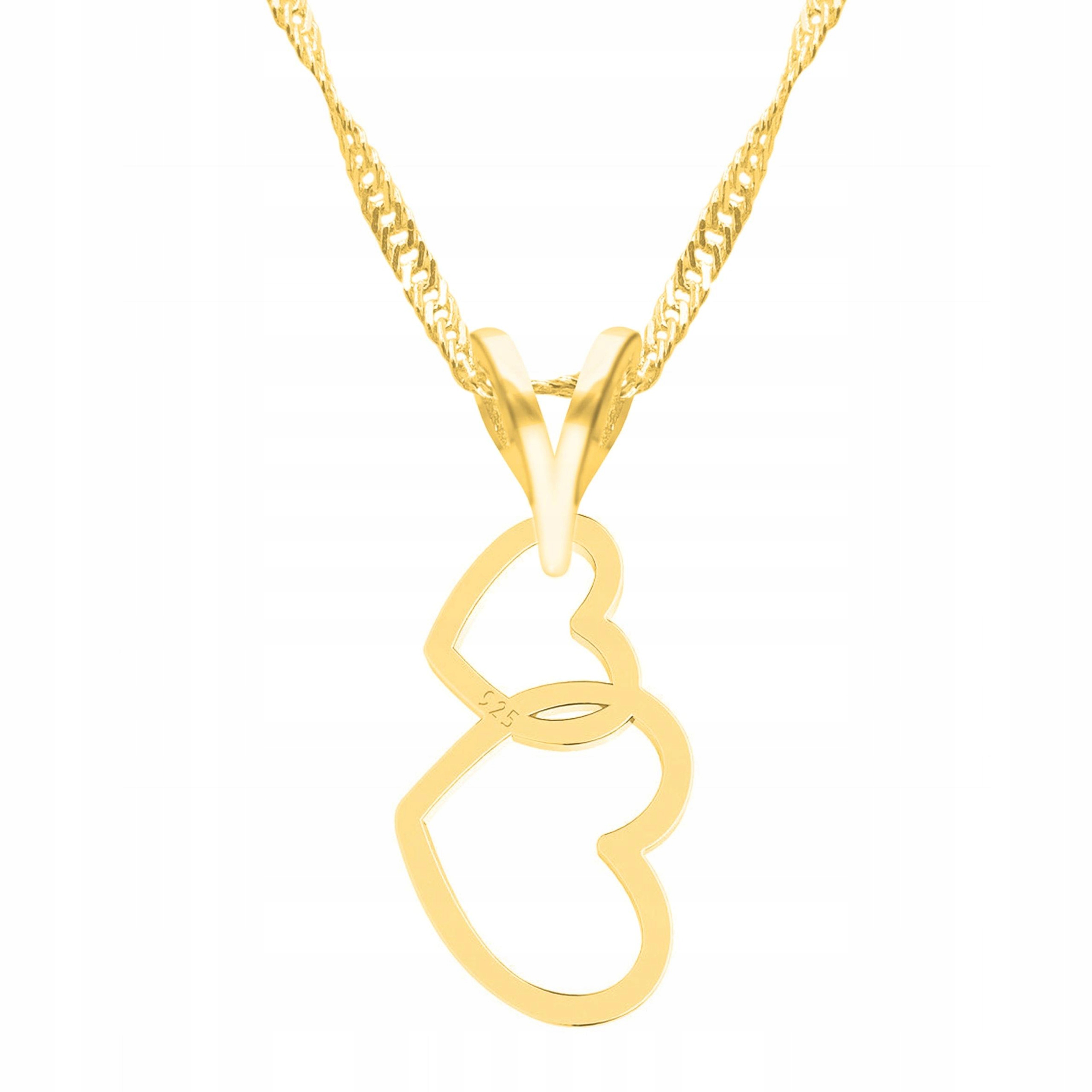 Zlatý náhrdelník se dvěma srdíčky Srdíčko Srdce Pár Miluji tě Stříbro 925