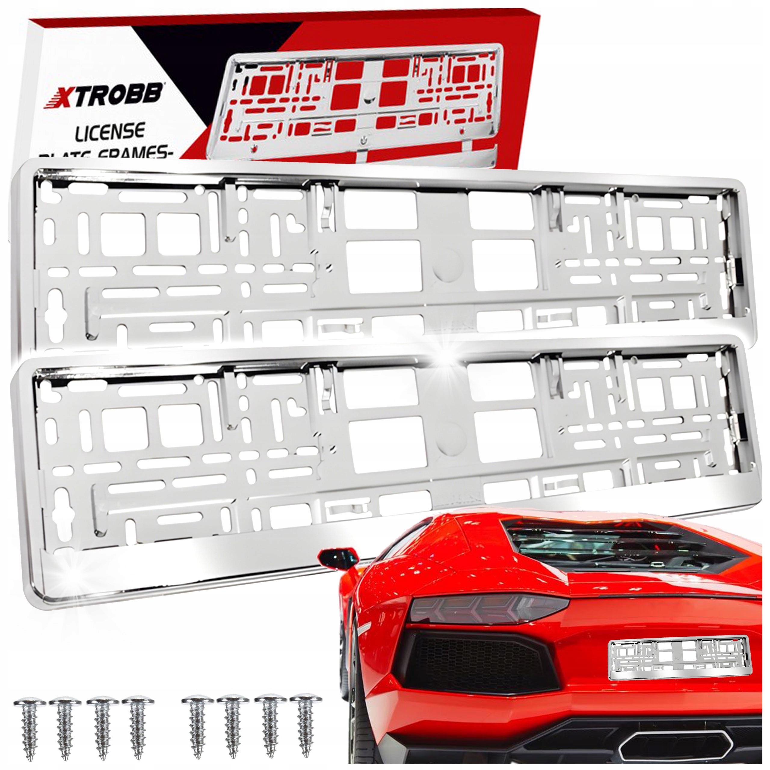 2x Ramki Ramka pod Tablice Rejestracyjną Chrom Komplet Ramek Auta Samochodu