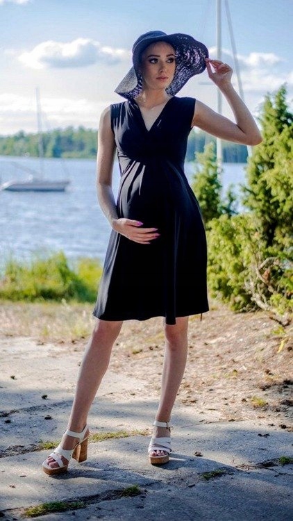 Šaty bez rukávů na kojení 808 Miracle černá pro maminky