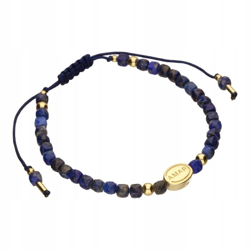 Stříbrný náramek pro ženu 925 Šňůrkový s korálky a nápisem Amar