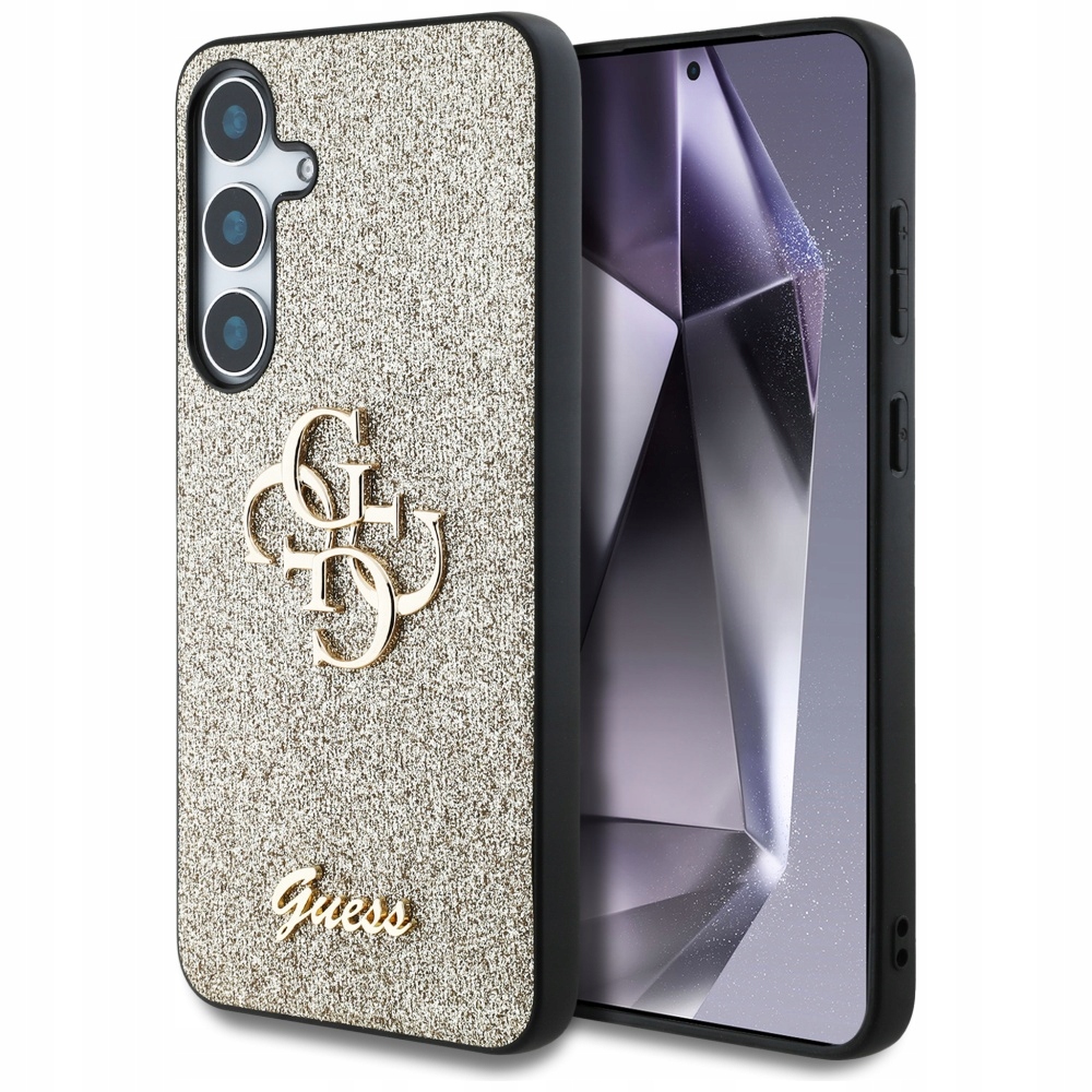 Pouzdro Guess Fixed Glitter Big 4G Metal Logo pro Samsung Galaxy S25+ zlaté