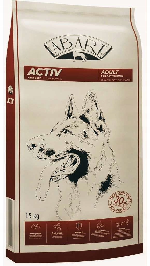 Levně Abart Premium Dog Active 30% masa Hovězí 15 kg