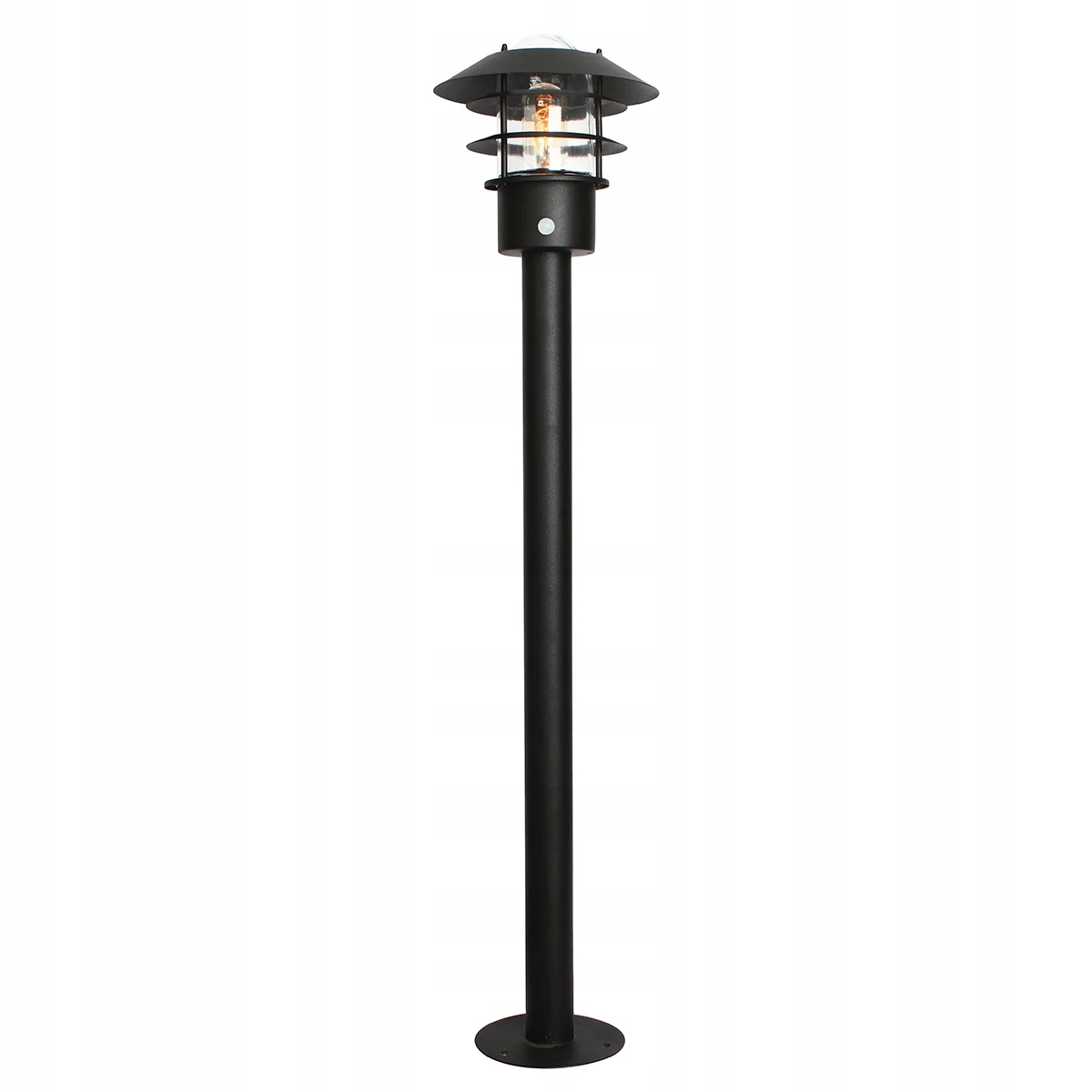 Venkovní stojací lampa s industriálním senzorem, černá, 100 cm Elstead