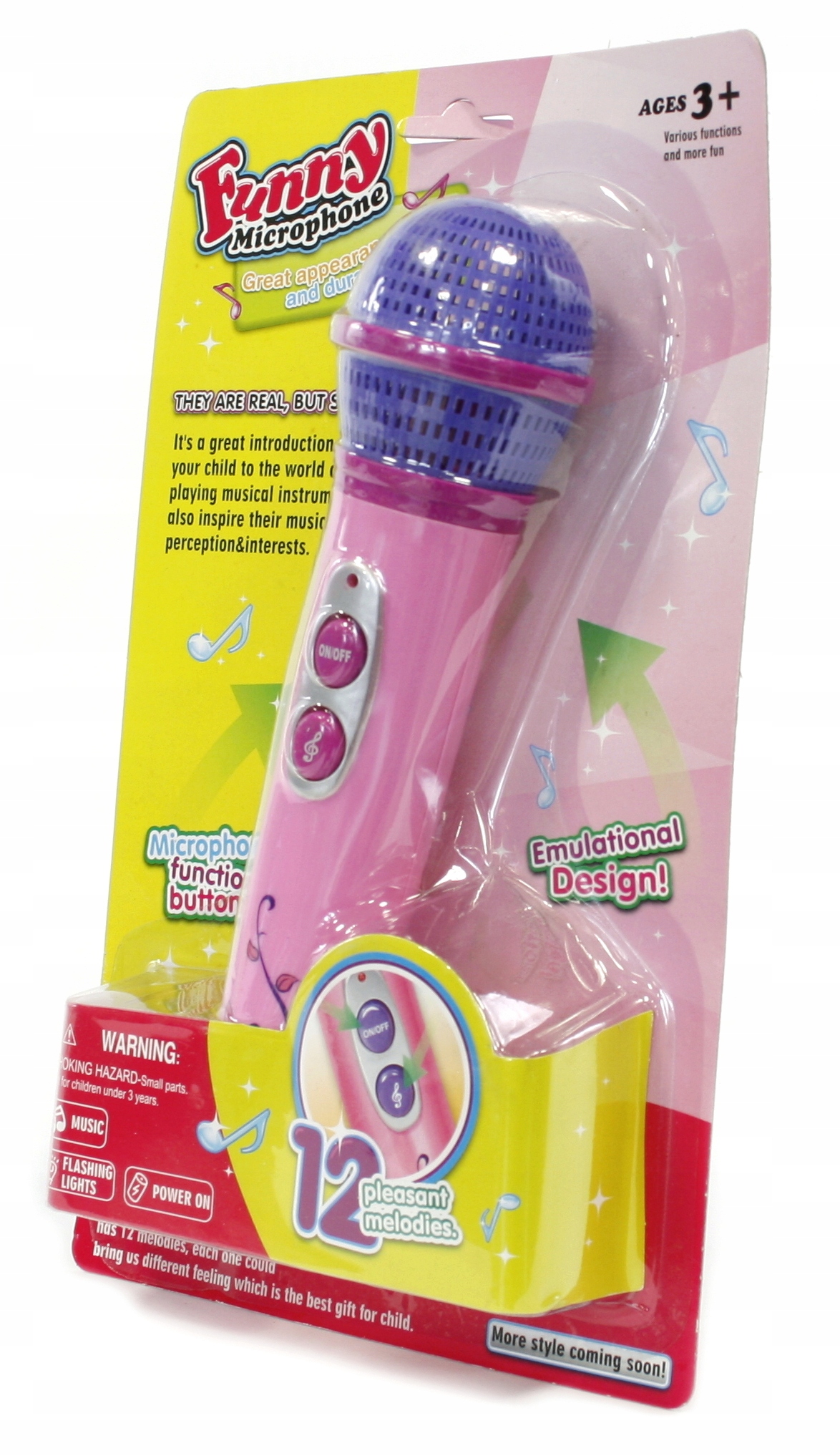 RÓŻOWY MIKROFON na baterie 12 MELODII Marka Midex