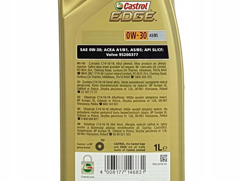 CASTROL EDGE 0W30 A5/B5 TITANIUM FST VOLVO 7L Producent Castrol