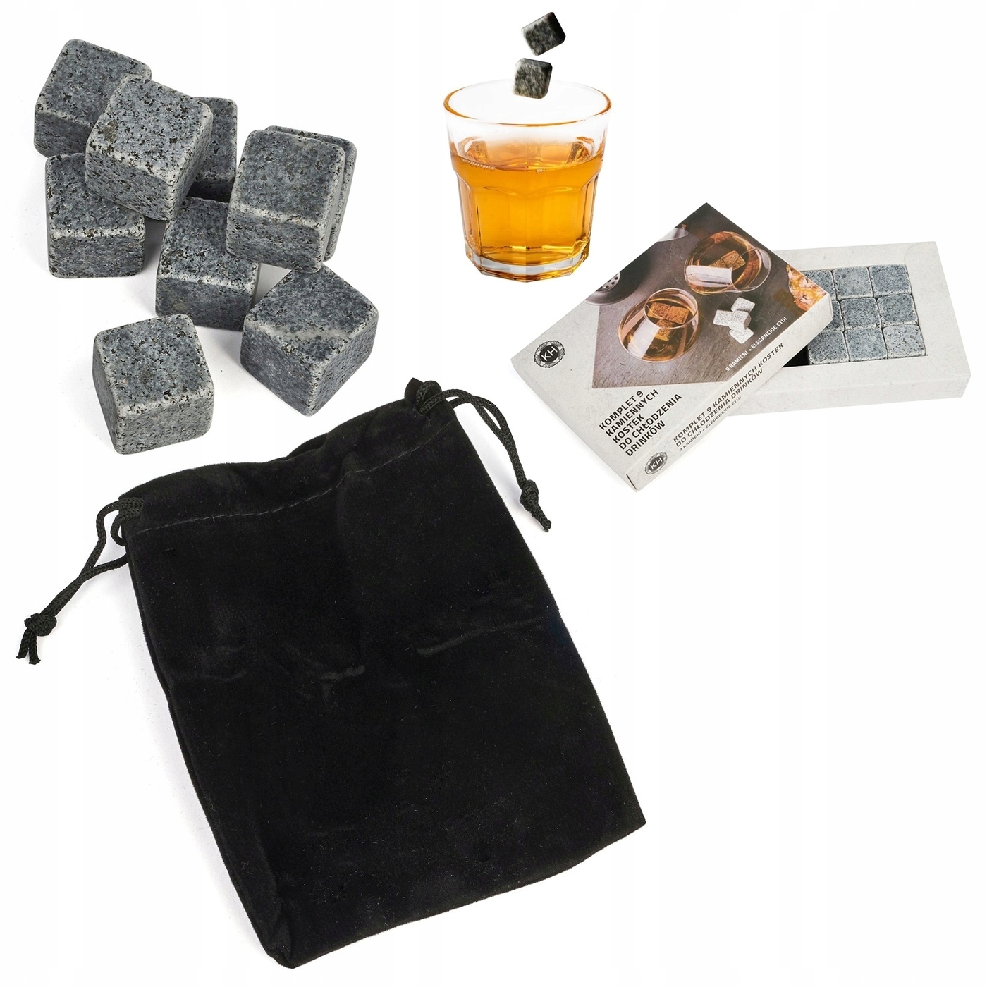 Kamienne kostki do whisky KonigHOFFER 9 sztuk