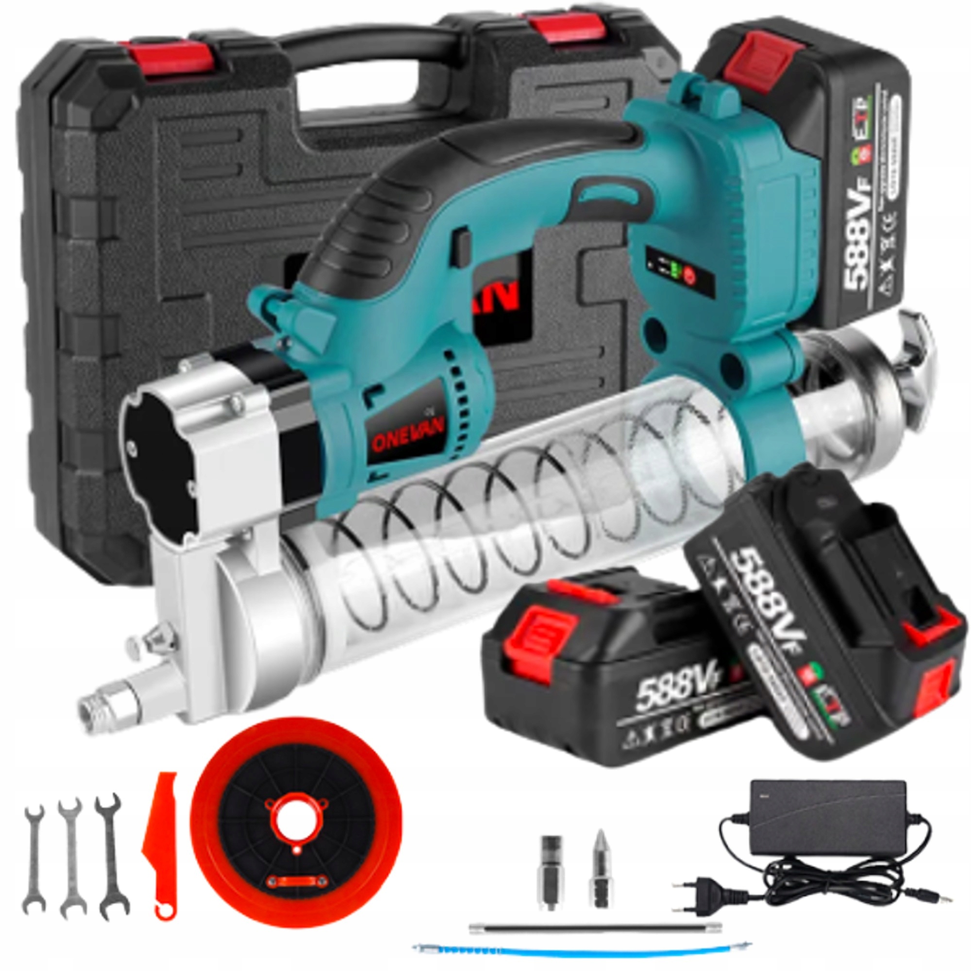 Elektrická akumulátorová mazací pistole 2xAku 570 ml 960 W 690 Bar Tawotnica Led