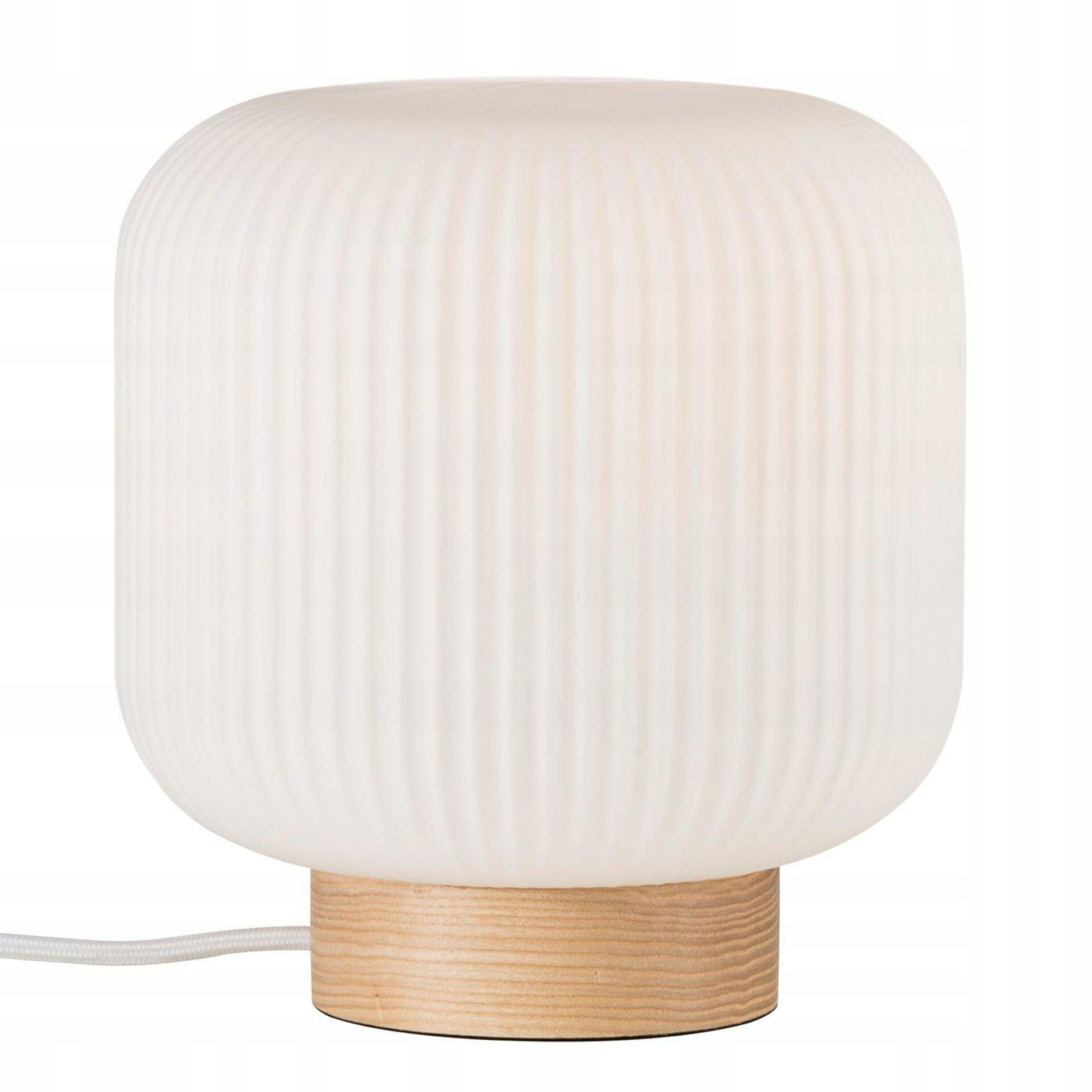 Nordlux Milford stolná lampa E27 40W opálové sklo drevo 48915001