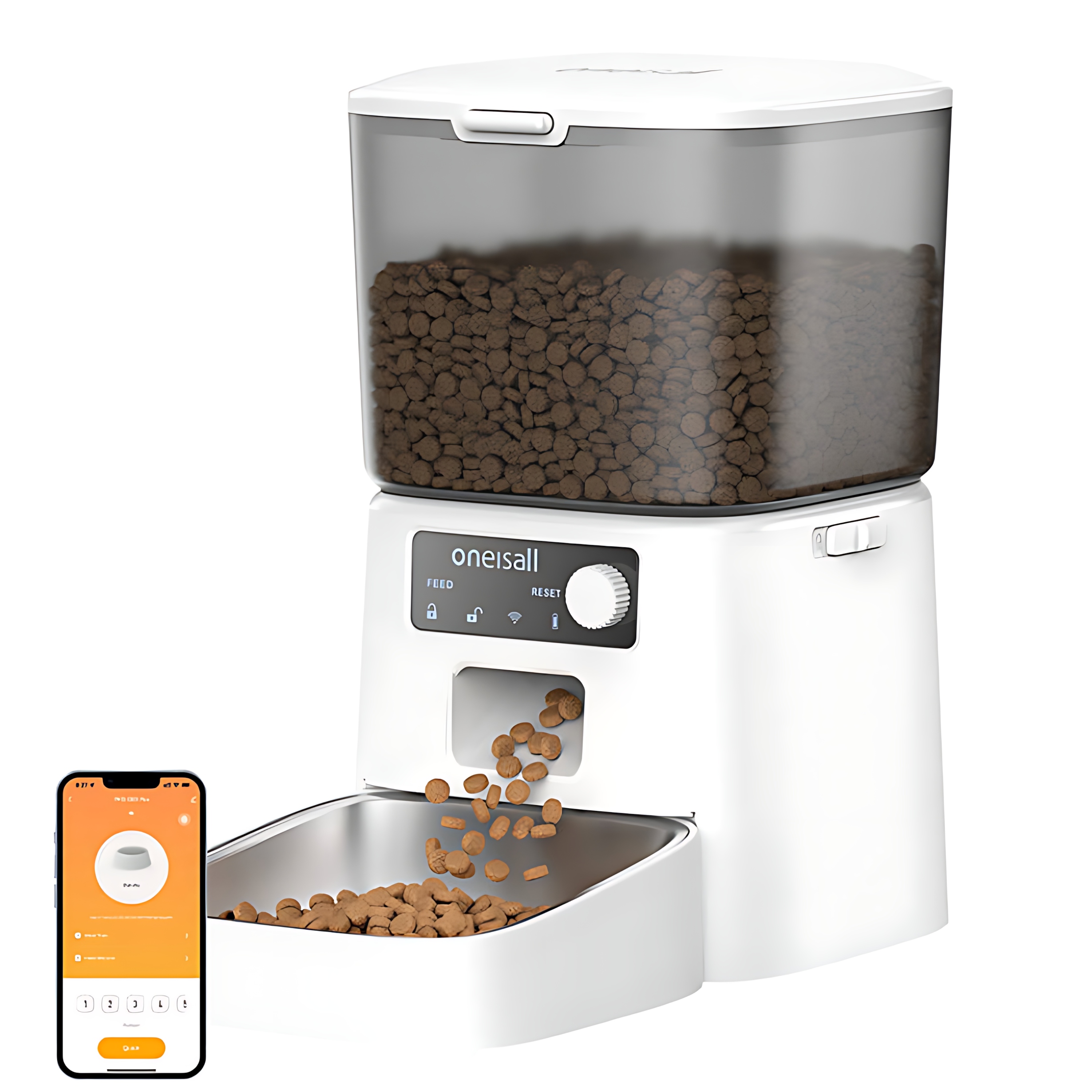 Oneisall Automatyczny Dozownik Miska Karmy Dla Psa Kota Biały 1.2 Podajnik