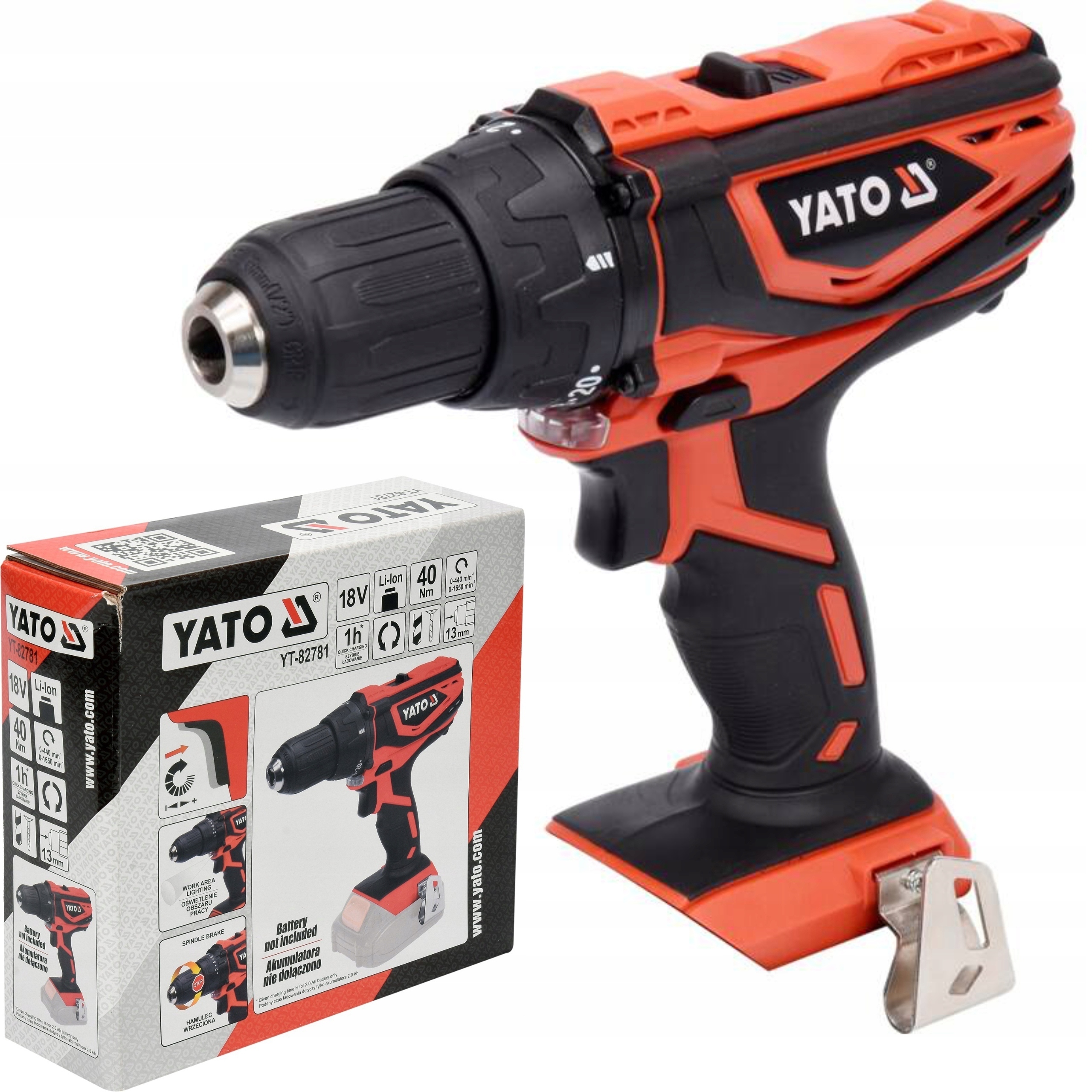 Yato Aku Vrtačka Akumulátor 18V 42Nm Led YT-82781 2 Rychlostní Li-ion