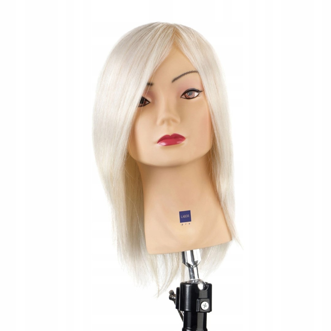 Laborpro Tréninková hlava pro blond vlasy, přírodní, lidské vlasy 30 cm