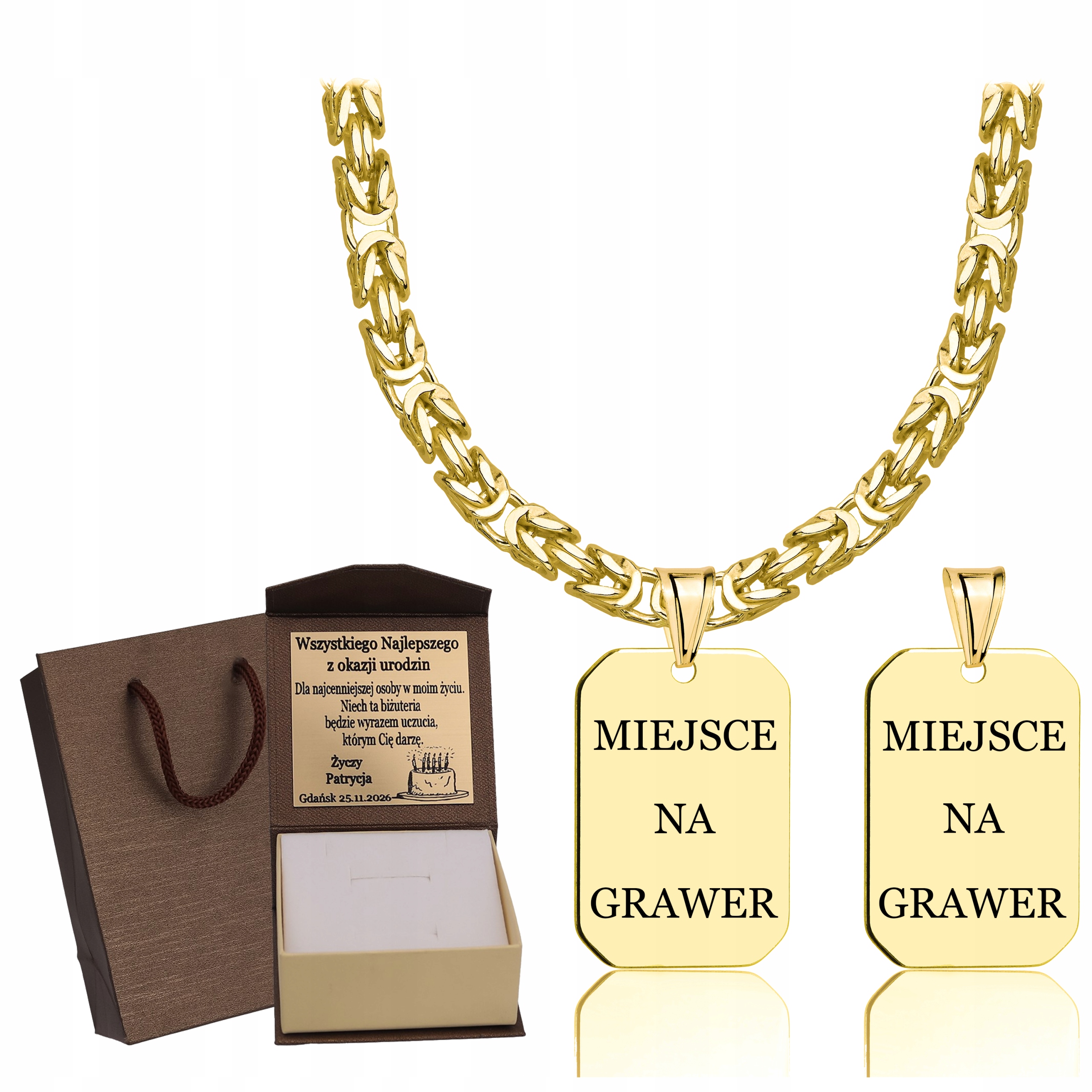 Zlatý Plný Řetízek Pánský Královský S Nesmrtelníkem Pr 925 585 Gravírování