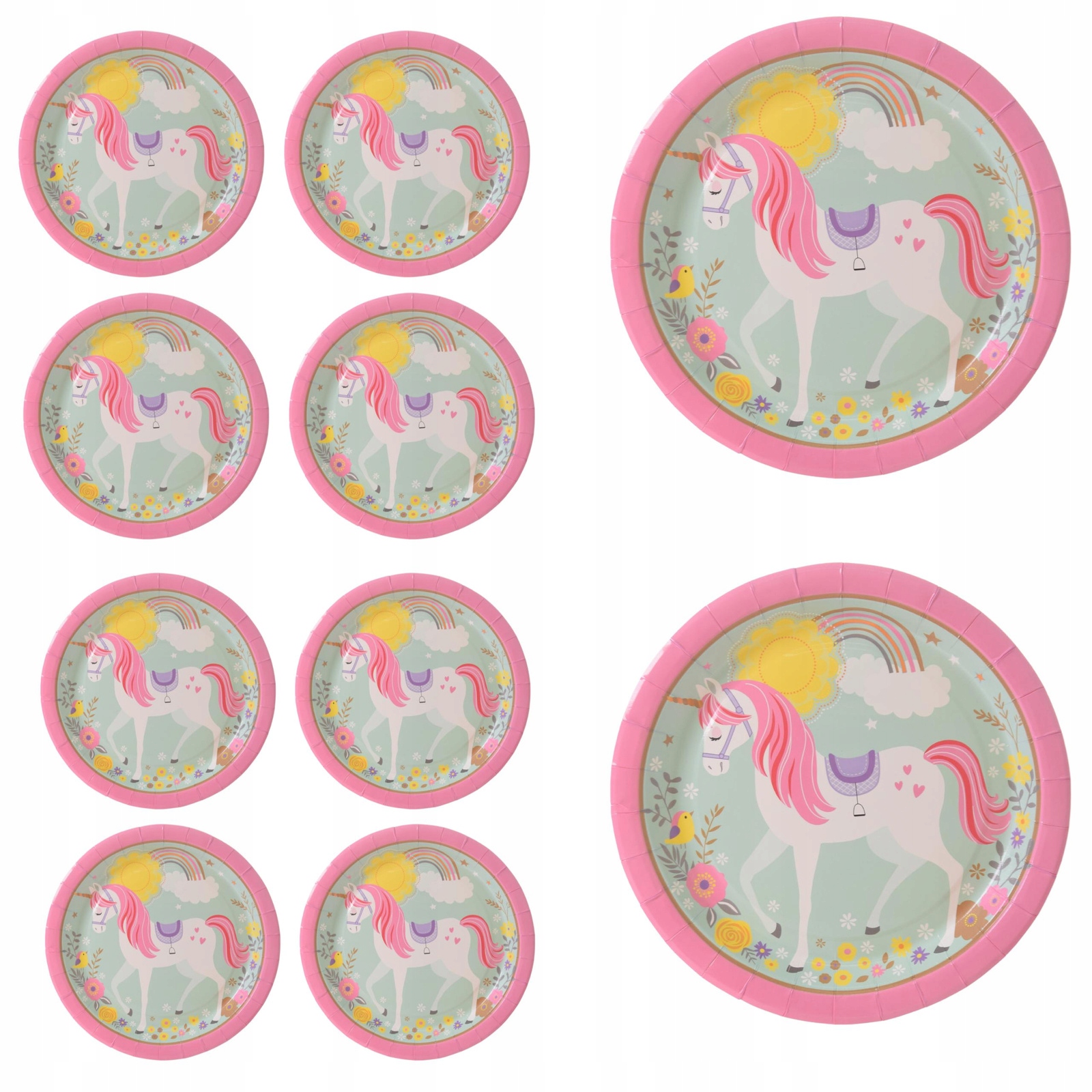 TALERZYKI URODZINOWE PAPIEROWE JEDNOROŻCE PARTY 23 CM 10 SZT