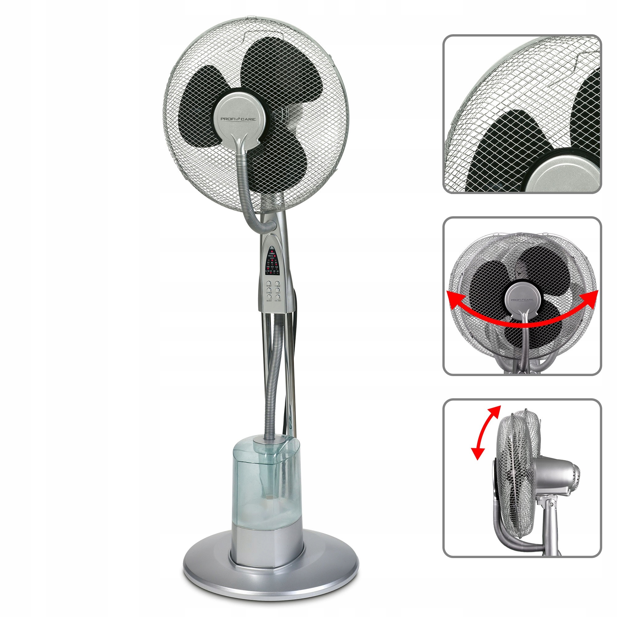 Podłogowy wentylator stojący z nawilżaczem i pilotem 3 w 1 ProfiCare PC-VL Załączone wyposażenie pilot