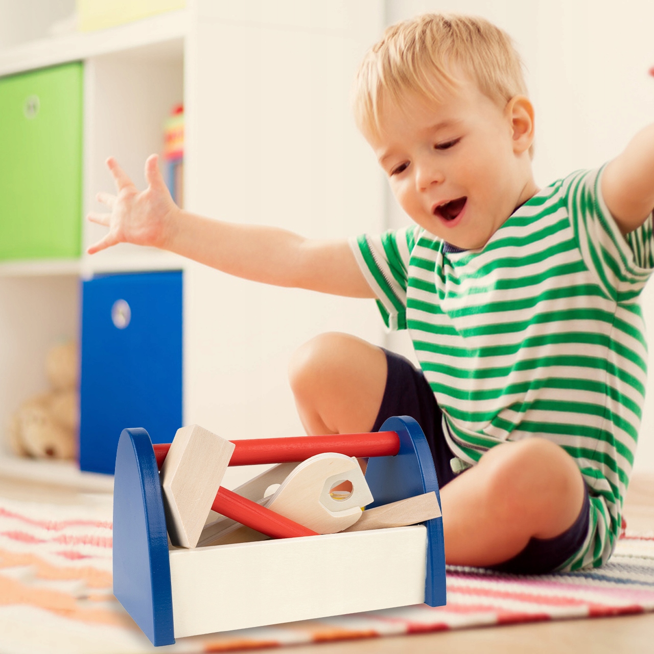 SKRZYNKA DREWNIANA z Narzędziami WARSZTAT MAŁY MAJSTERKOWICZ DLA CHŁOPCA Płeć chłopcy