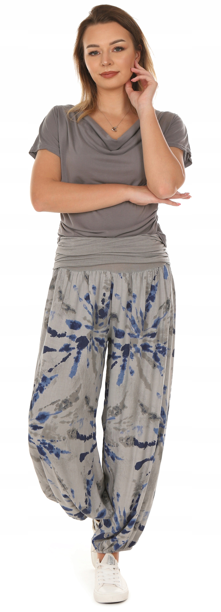 F664 Luźne SPODNIE damskie ALLADYNKI ze wzorem Kod producenta F664w