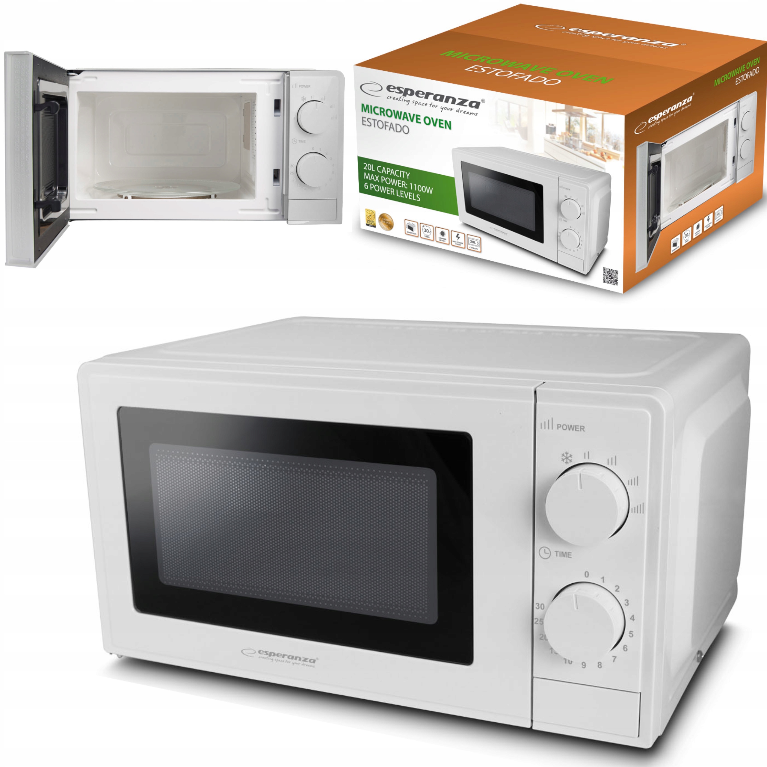 Kuchenka mikrofalowa wolnostojąca Esperanza Estofado 700W 20L Biała