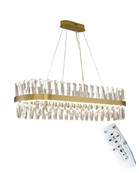 Led stropná lampa Glamour Zlatá 80 30 80 100W kryštál Diaľkový Ovládač Luster