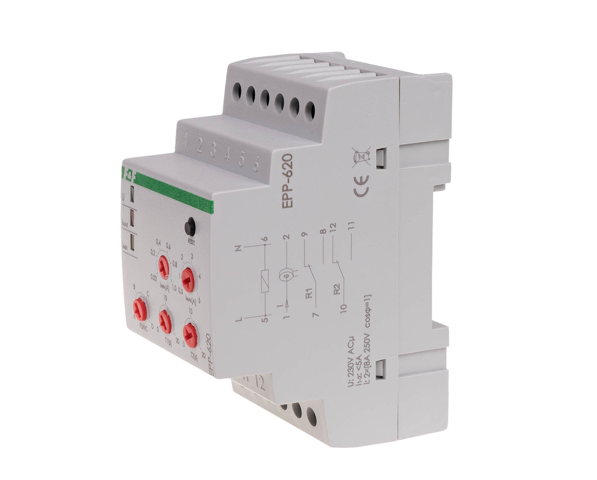 Čtyřfunkční proudové relé, kontakty: 2x2P, Imax=16A, montáž na lištu