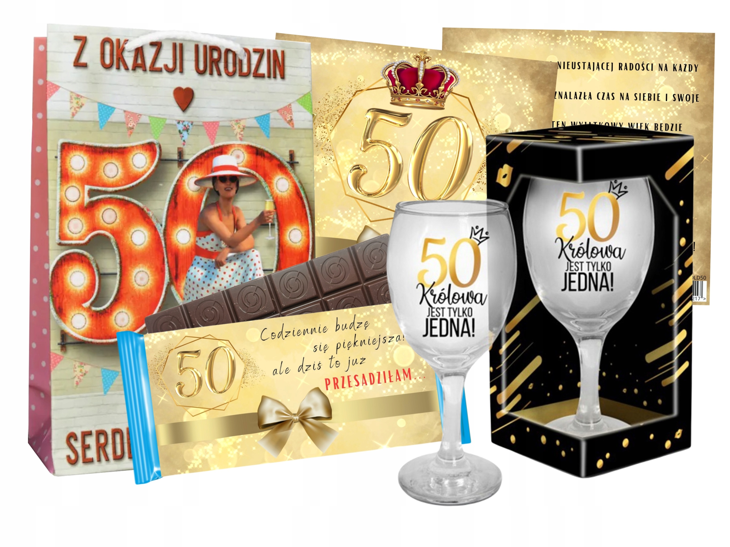 Zestaw Prezentowy Dla Niej Na 50 Urodziny Kobiety Kieliszek Czekolada
