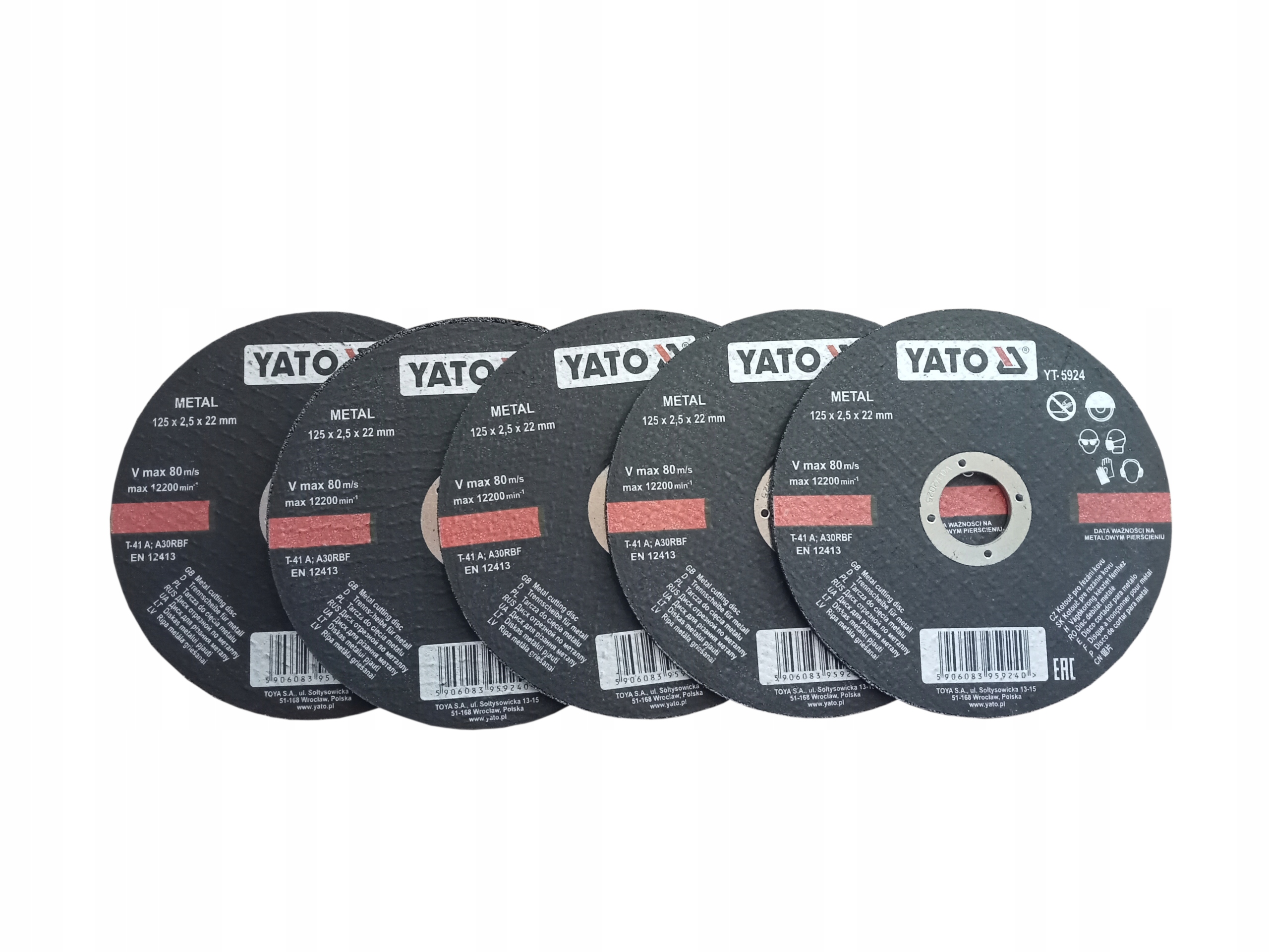 ZESTAW 5x TARCZE DO CIĘCIA METALU YT-5924 YATO
