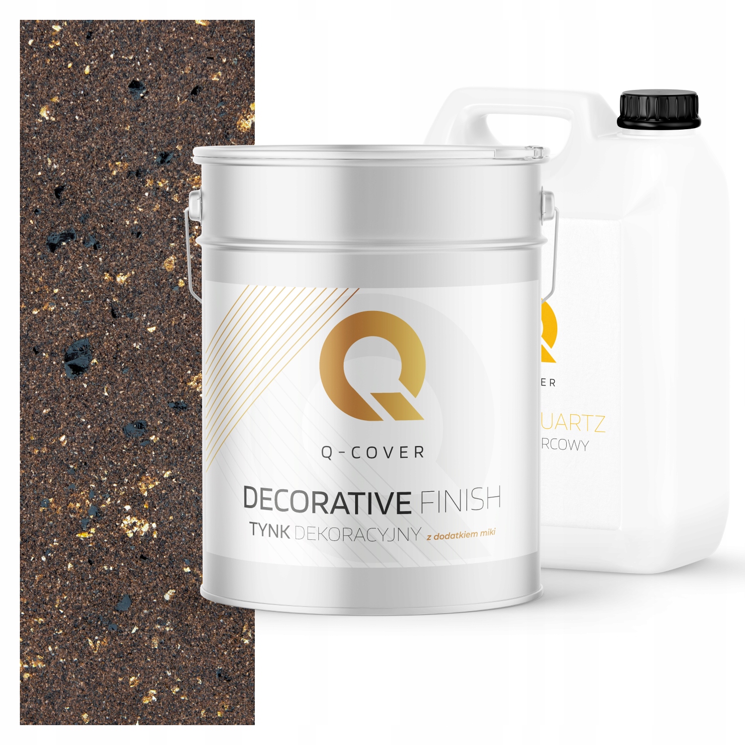 Dekorativní Omítka Set 3,5 m2 Tmavě Hnědá Černá Zlatá Mika Grunt D822